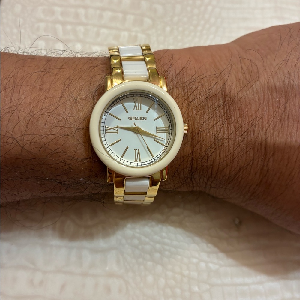 Gruen Gold and White Watch